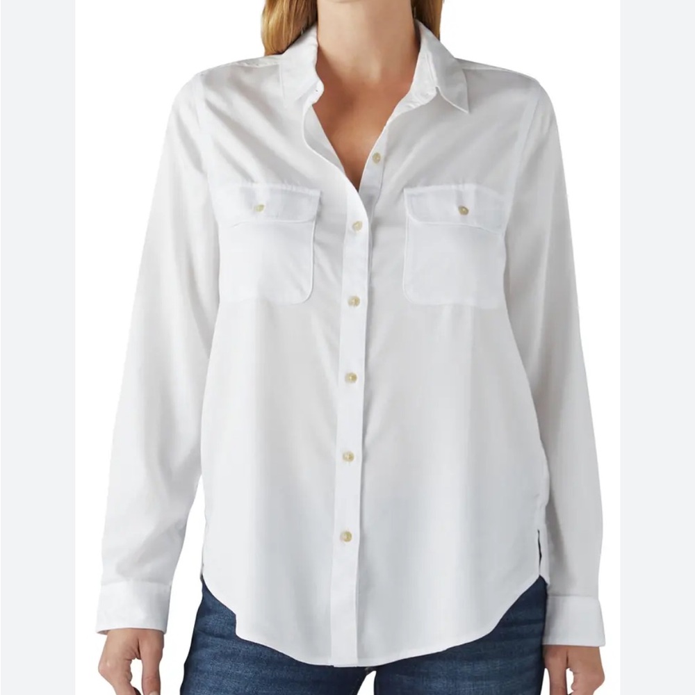 Lucky‎ Brand Women’s White Collared Button Down Shirt Size L